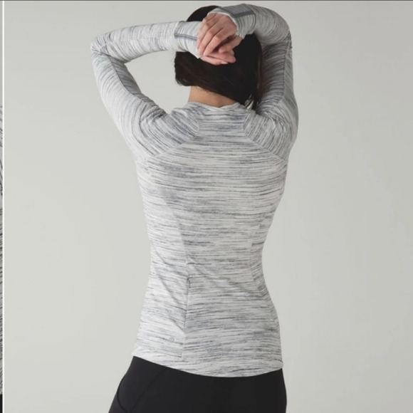 Lululemon Runderful longsleeve Gray/white spacedye Athleisure Yoga Gym 8 - Picture 2 of 7